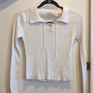 White collared tie Energie long sleeve knit